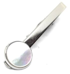 RHODIUM PLATED GENUINE MOTHER OF PEARL TIE BARS