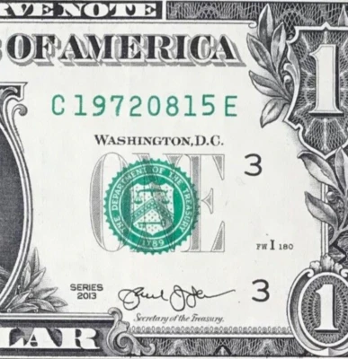 1972 August 15 : C 19720815 E BIRTHDAY Note $1 One Dollar Bill - Image 1 of 3