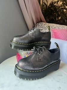 NEW DR Martens 1461 FAUX FUR-LINED METALLIC LEATHER PLATFORM SHOES SIZE US 7 - Picture 1 of 5