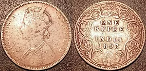 India Inglese - Victoria - 1 Rupia Argento 1893 Bombay! Km #492 - Foto 1 di 1