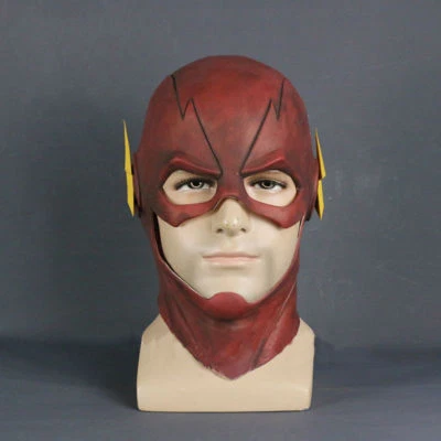 Rojo Llegó The Flash Barry Allen Cosplay Casco Halloween Cara Completa Máscara Látex Foto 1 de 4