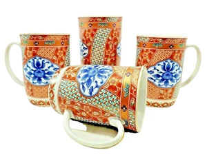 Japan Mug Coffee Tea Otagiri Cup Lot of 4 Gold Trimmed Porcelain 8 ounces Floral - Picture 1 of 11