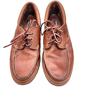 Timberland Boat Shoes Hand Sewn Leather Classic Loafers Brown Size 13 EUC - Picture 1 of 18