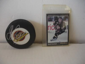 Vintage Geoff Courtnall signierte signierte Hockey Puck Sammelkarte ANGEBOT MACHEN! - Bild 1 von 5