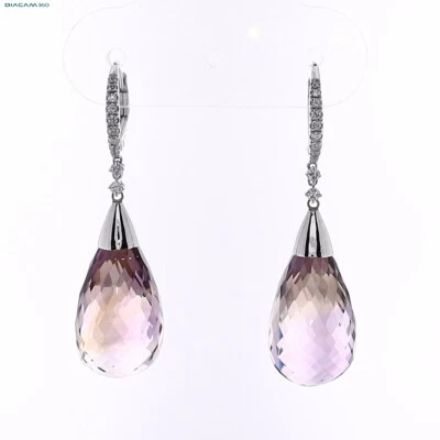 Ametrine and Diamond Briolette Earrings 14K/18K White Gold - Image 1 of 4