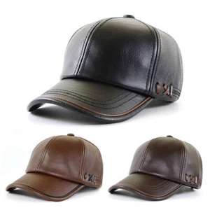 Male PU Golf Baseball Cap Outdoor Plus Velvet Warm Hats Adjustable Sports Caps - Picture 1 of 13