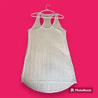 Xhilaration Size L Racerback Dress Cover Up Lacey Sheer White Scoop Neck Hi-low