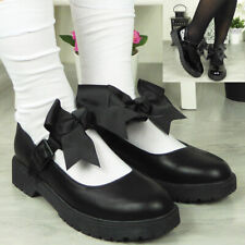Back To School Shoes Work Black Patent Girls Ladies Bow Grip Womens Shoe Sizes