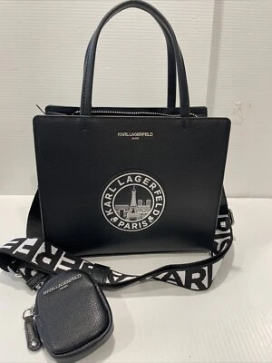 $228 Nuevo Bolso Bandolera KARL LAGERFELD PARIS Medallón Con Bolsa Color Negro Foto 1 de 4