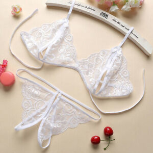 Women Sexy Lingerie Lace Bra Set Ruffle Transparent Underwear ~pd wi