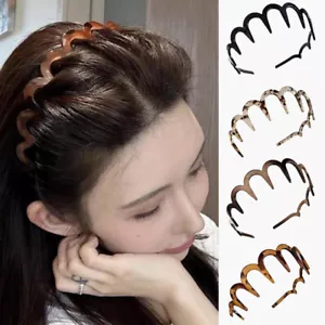 Womens Plastic Shark Tooth Comb Headband Hoop U-Shaped Wave Hair Band Headwear ↕ - Picture 1 of 22