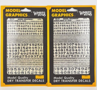 LOT OF 2-Woodland Scenics MG707 Numbers Roman Black-Dry Transfer Decals - Image 1 of 2