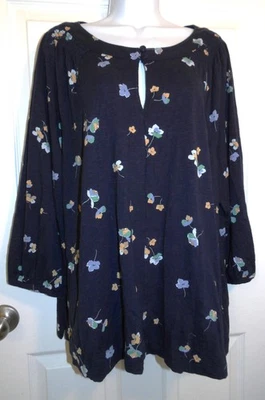 Lovely Blue Print J. JILL 3/4 Sleeve Tencel Blend Top w/Smocking - 2X - Image 1 of 3