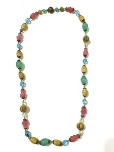 ATEMBERAUBENDE LOUIS ROUSSELET? BONBONROSA FOLIE KUNST GLAS GEZUCKERTE PERLENKETTE - Bild 1 von 19