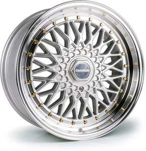 Dare DRRS 16x8 ET25 5x100 / 5x112 Silver Polished / Gold Rivets 73.1mm (Rated 69 - Picture 1 of 1