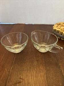 Hazel Atlas Glass HOBNAIL Clear Sugar & Creamer Mid-Century Glassware - Picture 1 of 7