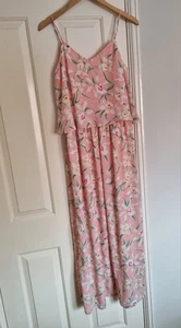 Ladies Size 10 Pink Floral Strappy Summer Maxi Dress - Picture 1 of 8