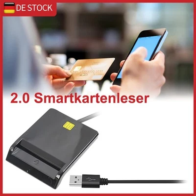 USB 2.0 Chipkartenleser Personalausweis Lesegerät Kartenleser für SIM ID Card DE - Bild 1 von 4