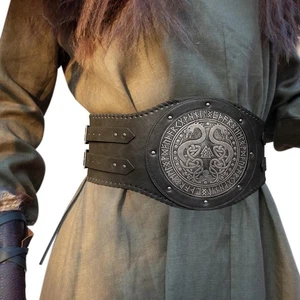 HiiFeuer Viking Embossed Double Dragon Waist Armor, Wide Belt LARP Costume - Picture 1 of 5