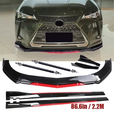 For Lexus NX250 NX300 NX350 Front Bumper Lip Splitter Spoiler Gloss Black Red S Foto 1 de 4