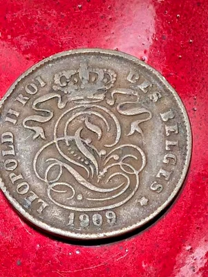 1909 BELGIUM 2 CENTIMES COPPER LEOPOLD #155 - Image 1 of 2