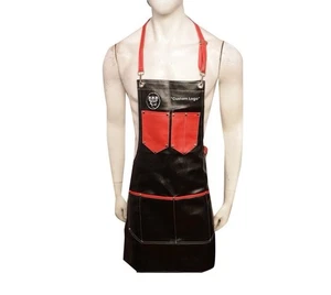 Premium Kunstlederschürze - Schwarz, "Senden Sie Ihren Namen" Personalisiert Schwarz + Rot" - Bild 1 von 3