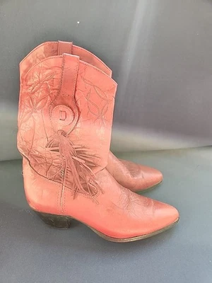 Botas vaqueras de cuero rojas talla 7,5 M Foto 1 de 3