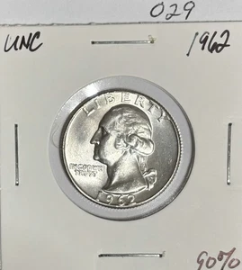 1962 Uncirculated 90% Silver Washington Quarter -029 - Picture 1 of 1