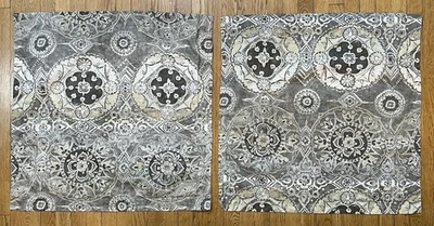 POTTERY BARN Jacquelyn Pillow Shams 2 Euro Medallion Organic Sateen Gray Beige - Image 1 of 4