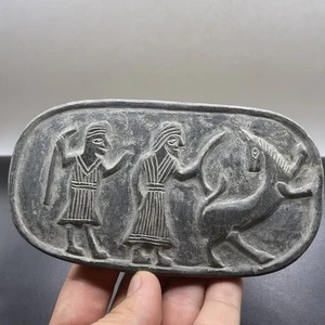 Tableta única antigua griega piedra humana escena animal intaglio - Imagen 1 de 8