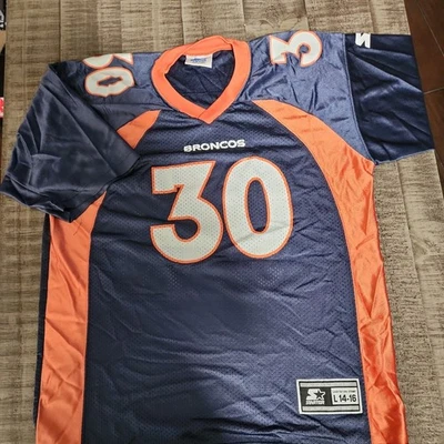 Camiseta de fútbol americano vintage de los Denver Broncos juvenil Lg azul Terrell Davis 30 Starter Foto 1 de 4