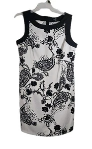 Womens Ronni Nicole Black White Sleeveless Shift Dress Size 16 Zip Back EUC - Picture 1 of 8
