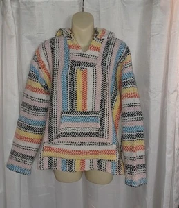 EARTH RAGS HIPPY BEACH MEXICAN BAJA SURFER PONCHO HOODIE SWEATSHIRT Sz Womens M - Picture 1 of 6