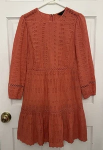 Vestido J Crew Rosa Corte Láser Ojales Flutter Talla 0 - Imagen 1 de 6