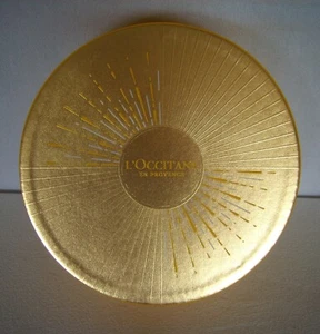 L'Occitane En Provence 10" Round Empty Box Gold Foil Top Yellow Sides + Tissues - Picture 1 of 7
