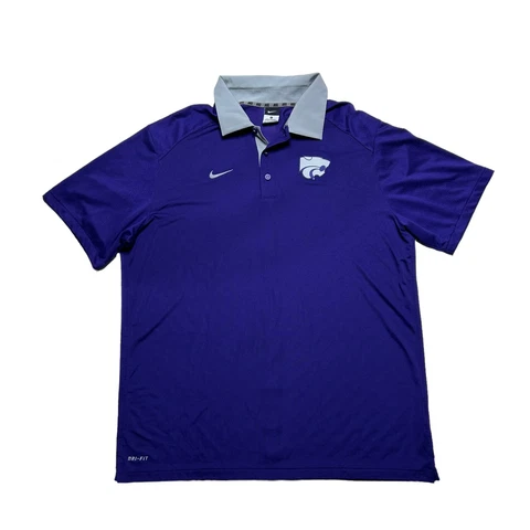 Nike Golf Kansas State Wildcats Polo Shirt Mens Size XL Purple Short Sleeve Cover