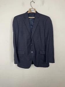 Peter Millar Mens Blazer 40R Blue Tartan Plaid 100% Wool Two Button Navy Classic - Picture 1 of 11