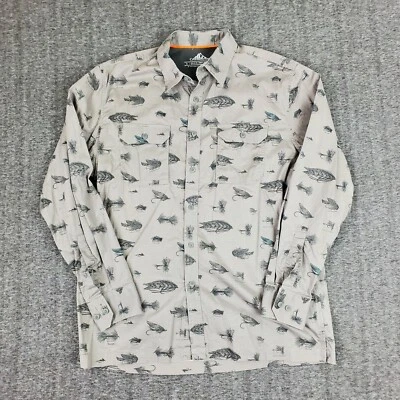 Croft & Barrow Quick Dry Shirt Mens L Gray Vented Long Sleeve Fly Fishing Lures  - Image 1 of 4