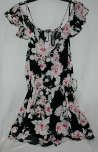 Bebop Women's Juniors Romper Jumper Size Large Black/Floral - Picture 1 of 3