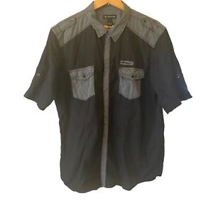Men’s International Concepts INC Black and Grey Button Up Shirt  Size XL