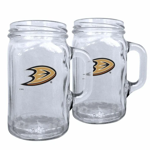 Anaheim Ducks Official NHL 16oz Glass Mason Mug Set (2-Pack) Cover