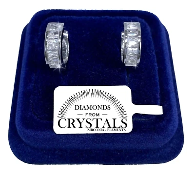 Orecchini Cerchio 16 /5 mm Donna pl. Oro Bianco 18K con Cristalli Zirconi 06/1 - Immagine 1 di 3