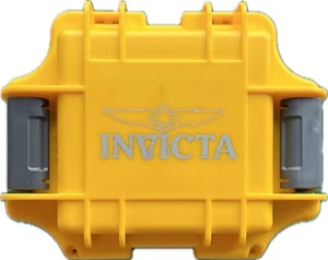 Invicta Watch Case Only-Waterproof Storage Box Yellow Hard Plastic w/Inserts - Picture 1 of 12