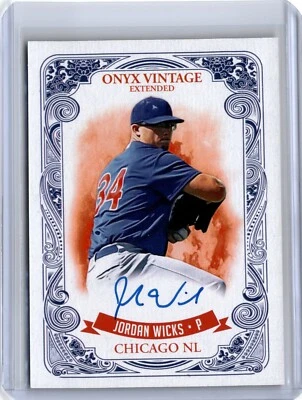 2021 Onyx Vintage Extended Blue Ink Jordan Wicks Auto (B33) A16 Cubs - Image 1 of 2