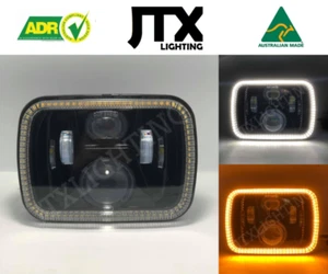 1 Pair, Black LED JTX Headlights, 5x7, White Halo Flashes Amber, suits MK Triton - Picture 1 of 12