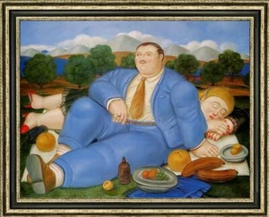 Hand-painted Oil painting Reproduction of Fernando Botero picnic on canvas - Picture 1 of 2