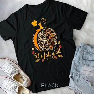It’s Fall Y’all Pumpkin Leopard Print Nurse Halloween Gift Unisex T-shirt - Picture 1 of 11