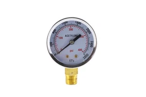 High Pressure Gauge for Acetylene Regulator 0-400 psi - 2 inches - 1/4" NPT - Picture 1 of 3