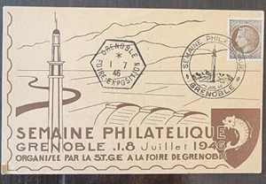 FRANCE Grenoble, semaine philatélique 1. 8 Juillet 1946 Foire de grenoble. - Imagen 1 de 1