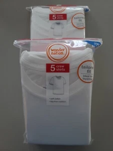 Wonder Nation 2 PACKS OF 5 boy’s short sleeve White T-shirts size XXL 10 TOTAL - Picture 1 of 7